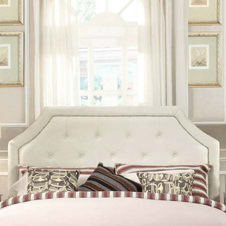 Arch King Headboard - Curtis II Arched Bridge Nailhead Top King Cream White Headboard