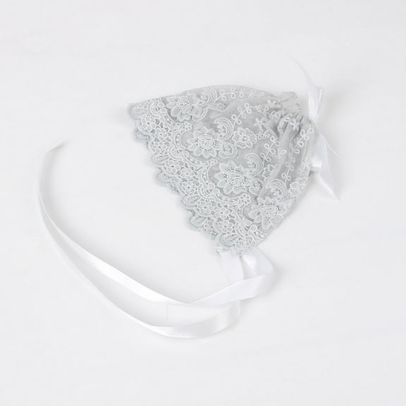 Mobutofu 1Pcs Grey Cotton Lace Round Baby Bonnet Hats for Infant Girl 5.5x6.7x0.08in