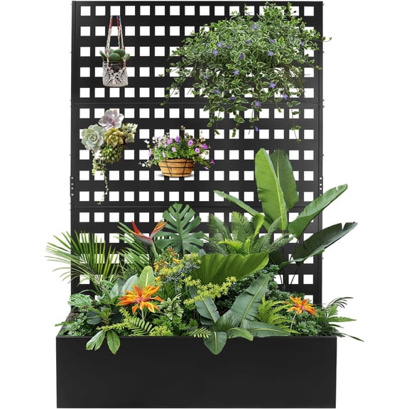 Metal Planter Box with Trellis for Climbing Plants 46x18x71Inch Planter with Privacy Screen&Trellis, Privacy Planters for Patio
