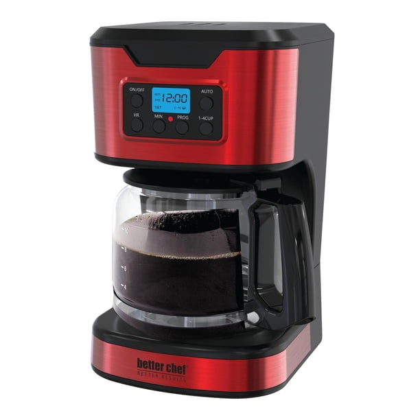 Better Chef - Cafetera programable de 12 tazas | Ajuste de 1 a 4 tazas | Pausa automática para servi