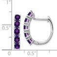 thumbnail image 2 of 925 Sterling Silver Amethyst Hinged Hoop Earrings, 2 of 6