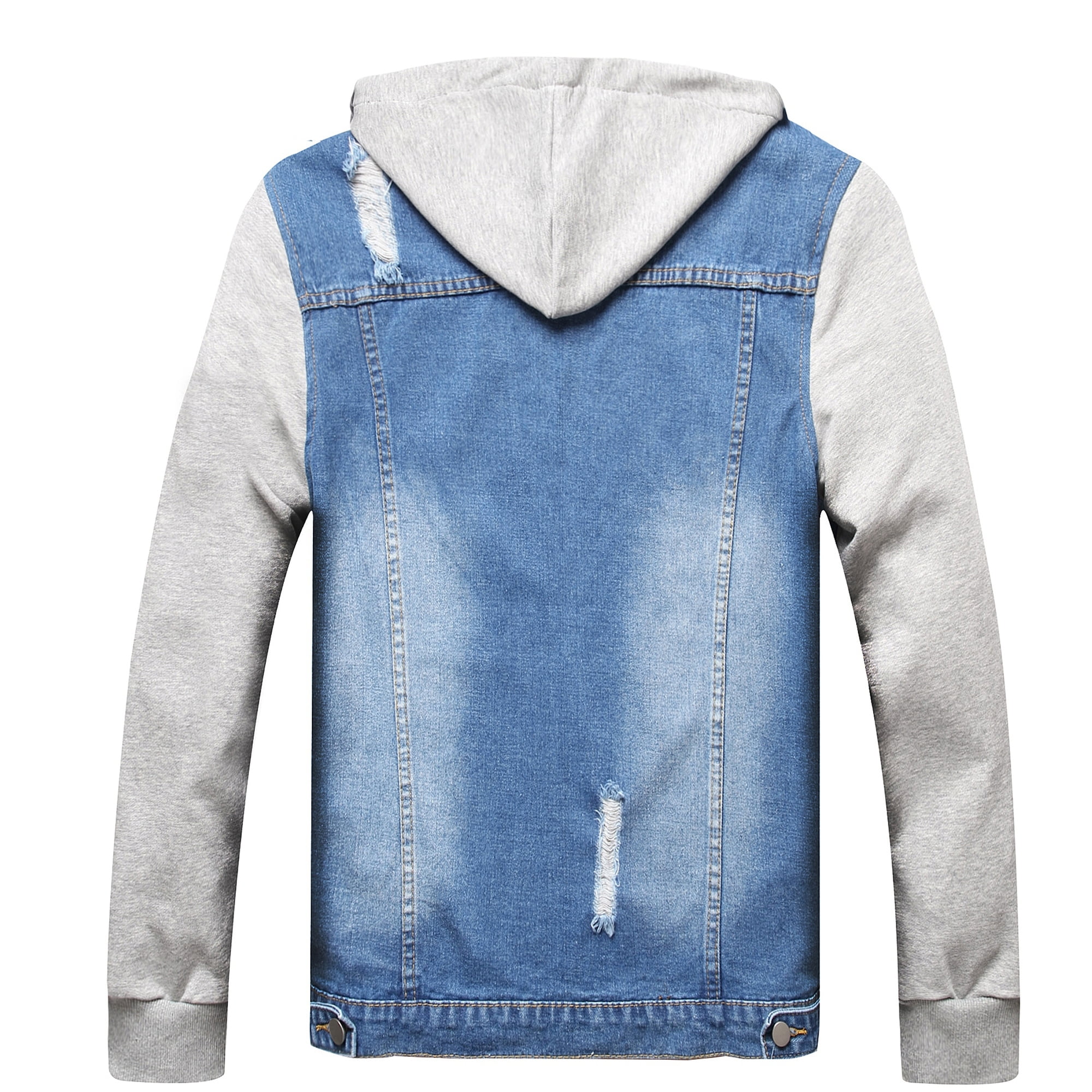 LZLER Men Hoodie Jean Jacket Fashion Denim Jacket with Detachable Hood