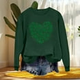 thumbnail image 5 of Guzom St. Patrick's Day Womens Sweatshirt - Shamrock Heart Print Army Green Crew Neck Long Sleeve Relaxed Fit Casual Festive Top,Size L, 5 of 7