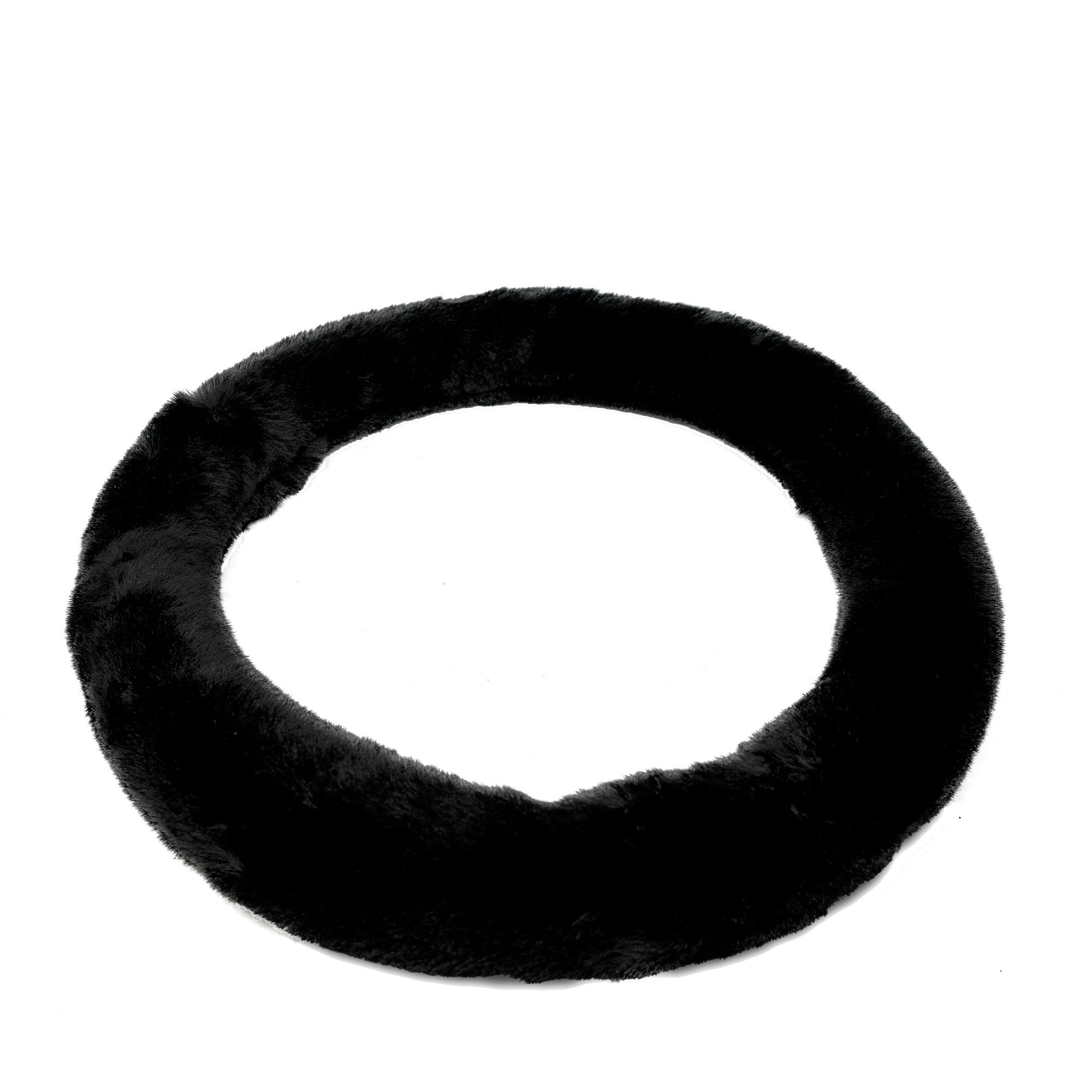 Alpena Black Plush Comfort Universal Fit Furry Steering Wheel Cover for 14" to 15" Diameter Steering Wheels