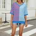 thumbnail image 6 of Tnhcen Women's Summer Short Sleeve Crewneck Tops | Color Block Striped Print Blouses | Plus Size Friendly S-2XL | Polyester Spandex Blend Tops, 6 of 8