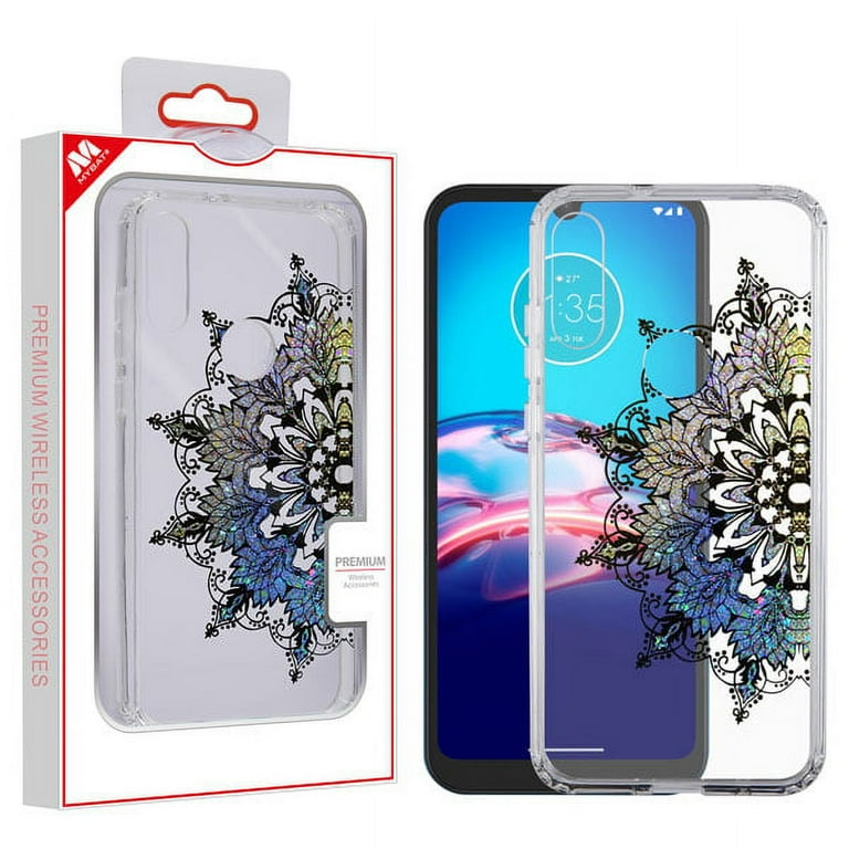 Motorola Moto E (2020) Phone Case Black Mandala Henna Tattoo Lace Pattern  Printed Clear Design Transparent Back TPU Bumper Protective Case Hybrid  Clear Rubber Shock Absorbing Cover for MOTOROLA Moto E -