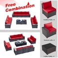 thumbnail image 2 of ALAULM 12 Pieces Outdoor Patio Furniture Set,Brown PE Rattan Sectional Patio Conversation Set with Red Seat Cushions and 2 Coffee Tables, 2 of 7