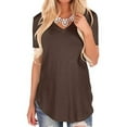 thumbnail image 4 of Grianlook Summer Solid Color T-Shirt for Women Casual Loose Short Sleeve V Neck Blouse Tunic Tops, 4 of 4