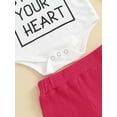 thumbnail image 6 of Infant Baby Girls 3PCS Pants Sets White Long Sleeve Letter Print Romper Red Flared Pants Headband Sets, 6 of 8