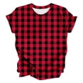 thumbnail image 4 of MEICHEN Women's Fashion Casual Plaid Print Round Neck Short Sleeve T Shirt Summer Trendy Clothing for Women, 4 of 4