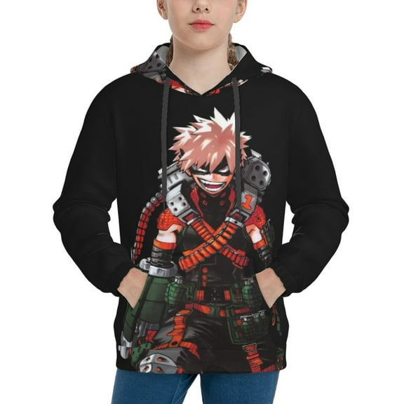 My Hero Academia Bakugo Katsuki Kids' Hoodie 3d Print Sweatshirt Soft Pullover Hooded With Big Pockets For Boys Or Girls Small