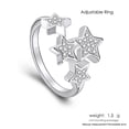 thumbnail image 3 of Plata Retro Anillo de Estrellas Multicapa Anillo de Rhinestone Elegante Anillo de Estrellas Ajustable Abertura para Mujeres Niñas, 3 of 5