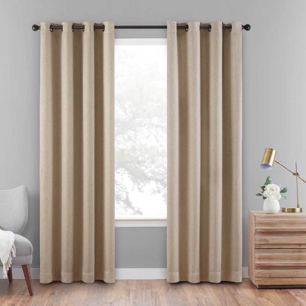 Eclipse Cara Textured Solid Absolute Zero 100% Blackout Grommet Top