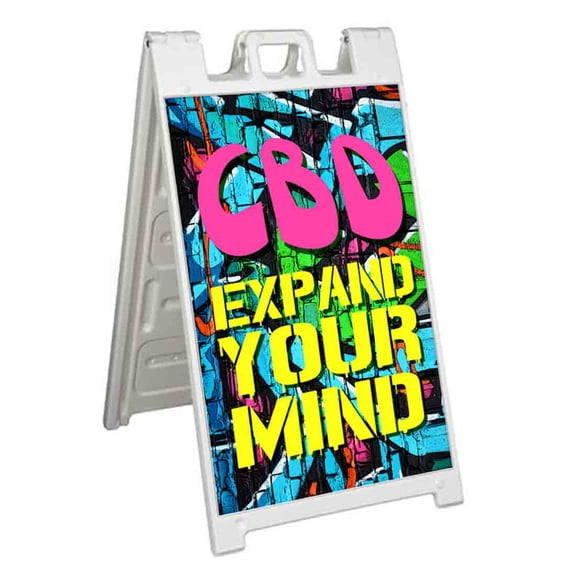 CBD Expand Your Mind (24" X 36") Standard A-Frame Signicade, Includes Decal Applied To Stand
