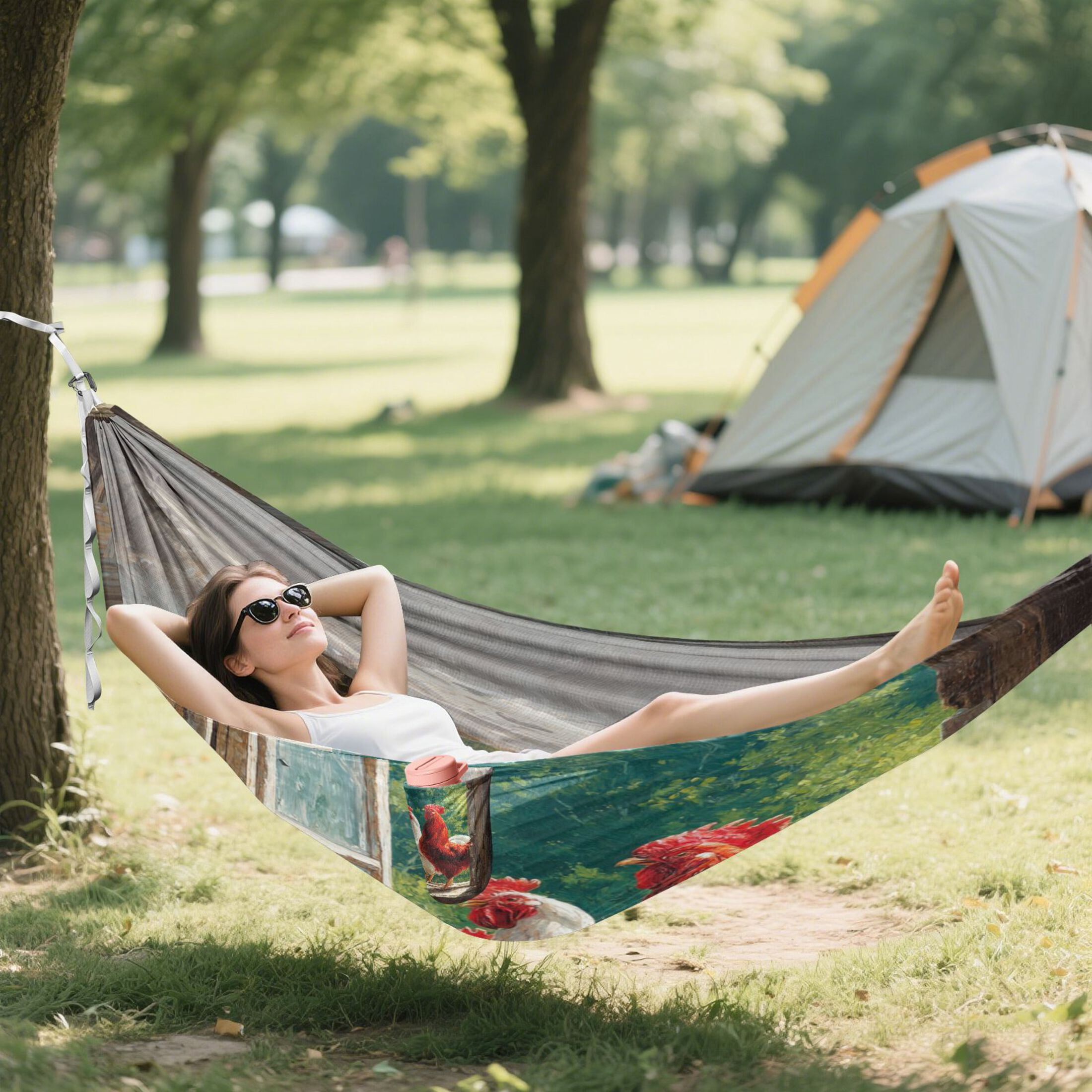 Hammock Camping Hammock Nylon Portable Hammock Travel Camping Hammock White Chickens on Windowsill