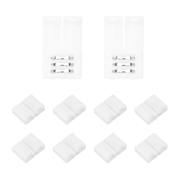 20 Pcs 3 Pin 8mm LED Strip Lights Connectors Solderless Extendable Terminal Adapters for RGB LED Strip Lights