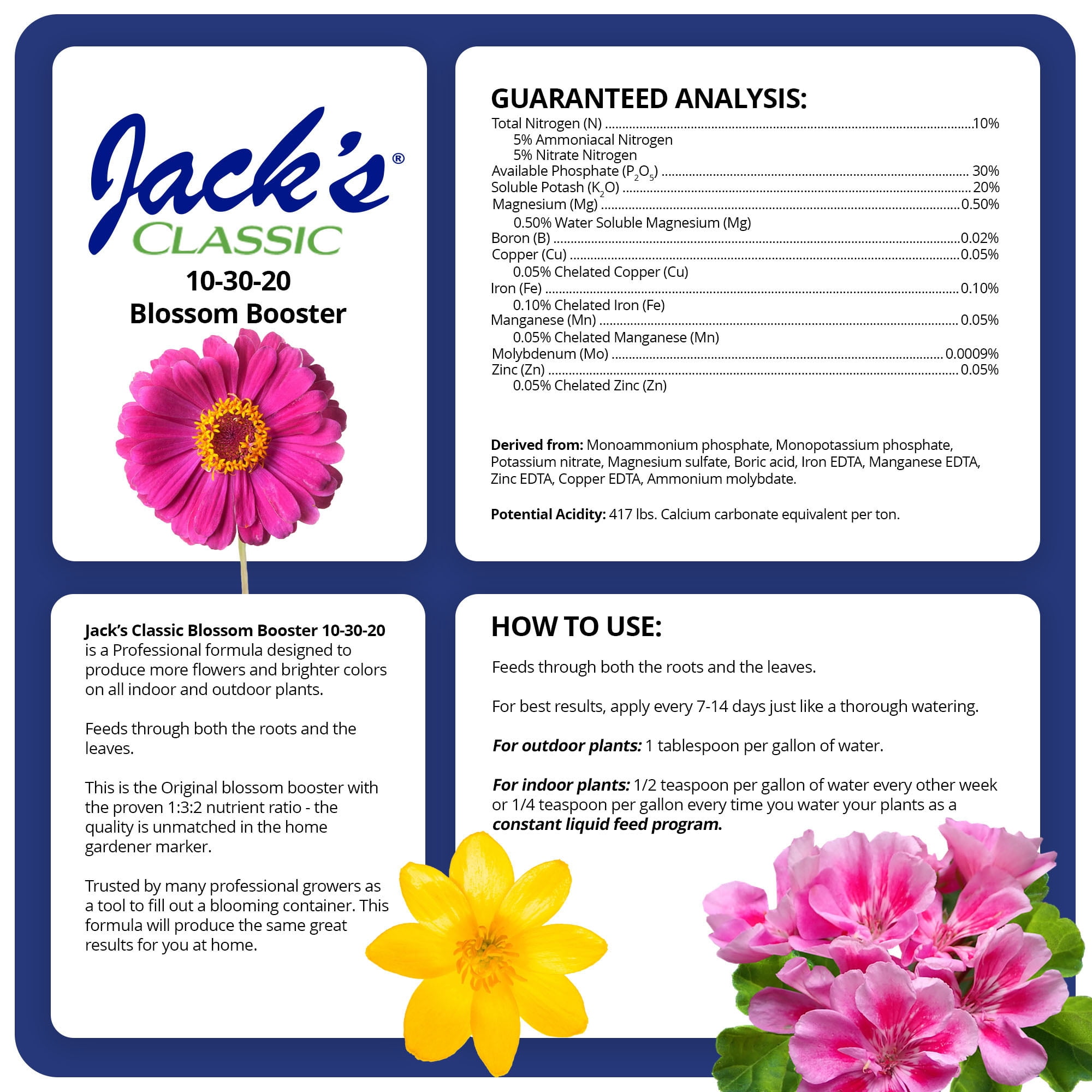 Jack's Classic Blossom Booster 10-30-20 ,1.5 Lb. Tub