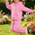 thumbnail image 5 of Girls Boys Sweatsuit 2 Piece Outfits Hooded Sweatshirt and Sweatpants Fleece Lined Tracksui𝘁 Plain Athletic Jogger Sets Warm, 5 of 5