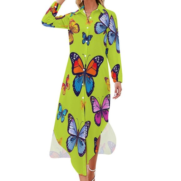 Enchanting Butterfly Chiffon Dress V Neck Dresses Women Casual Dress