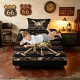 thumbnail image 5 of Manfei Camo Baseball US Flag Twin Sheets, Hunting Sports Theme Bedding, Brown Black, Black Reversible 3 Pieces (1 Flat Sheet, 1 Fitted Sheet and 1 Pillowcase), 5 of 6