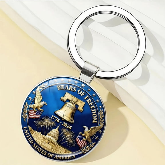 2026 USA 250th Anniversary Commemorative Keychain American Flag Independence Day Alloy Key Buckle Patriotic Souvenir Gift