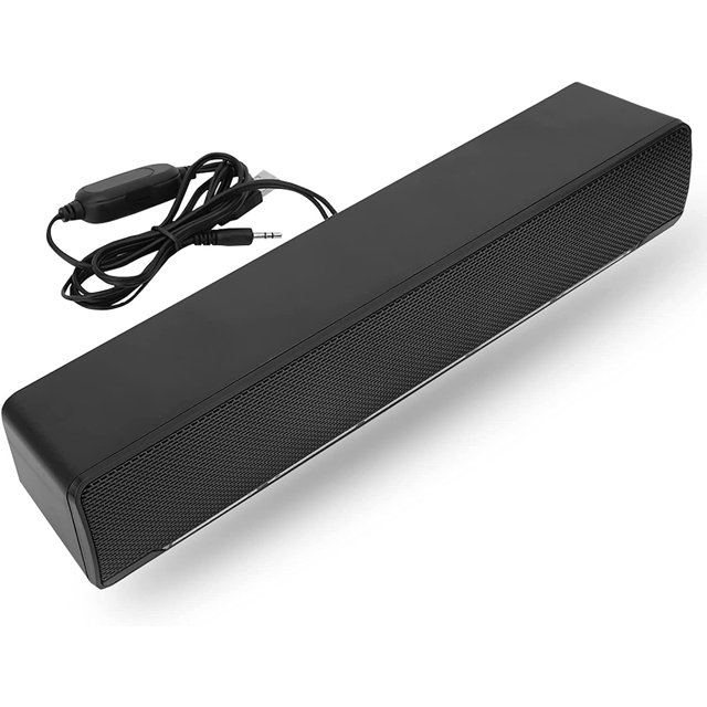 PC Soundbar, Portable USB Wired Stereo Speaker 3.5mm Input Music Player Lossless B Surround Sound Box for Desktop