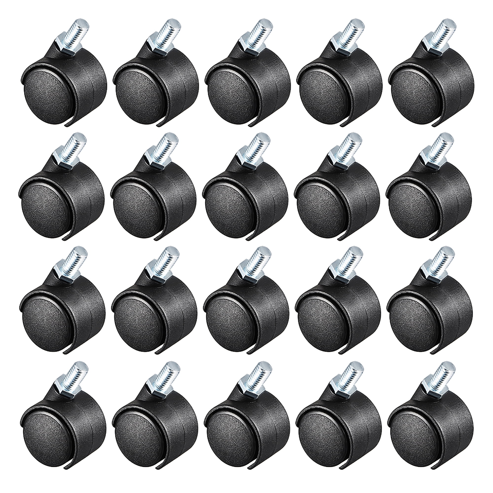 20 Pcs 1.15 Inch Swivel Caster Wheels M6 x 15mm Threaded Stem Caster Wheel