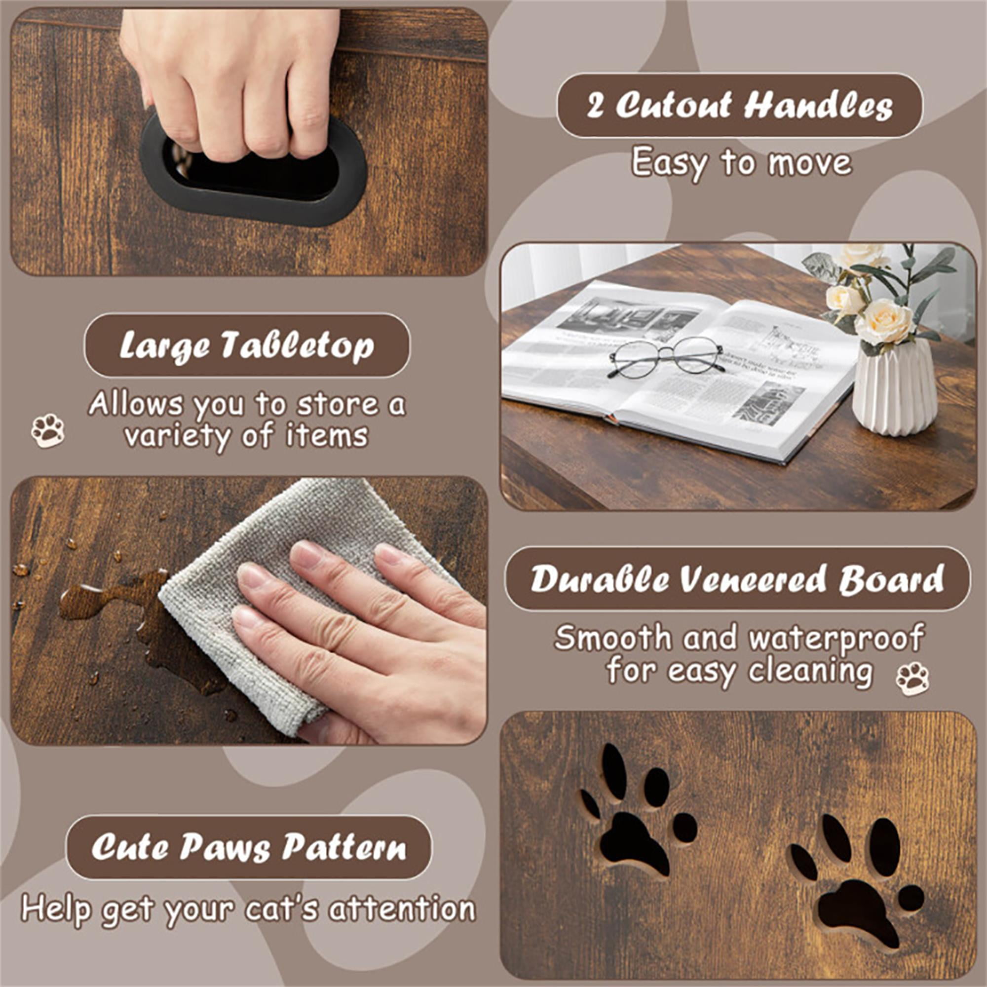 resenkos 27" Cat Litter Box Enclosure, Flip Top Hidden Litter Box Furniture, Wood Cat Washroom Cabinet Fit for Most of Cat and Litter Box, Cat House, Brown