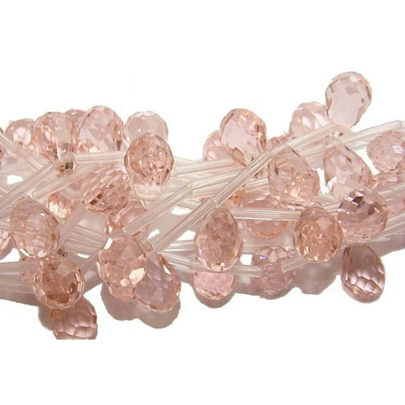 10x18mm 8 Beads Pink Glass Faceted Briolette Beads Genuine Gemstone Natural Jewelry Making