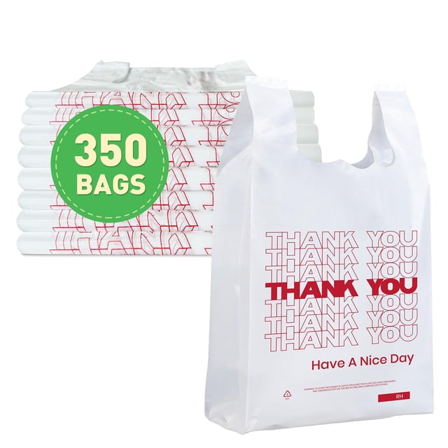 Bolsas de plástico blancas con asa 52USA, 350 piezas