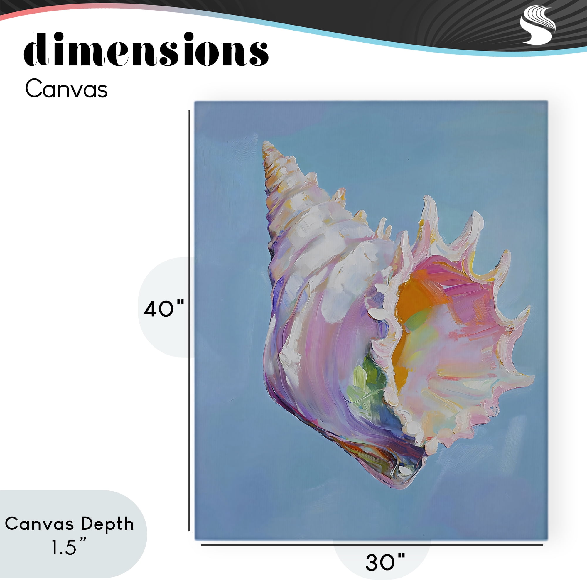 Stupell Industries Pastel Hued Conch on Blue Canvas Wall Art, design by The Prints Vibe