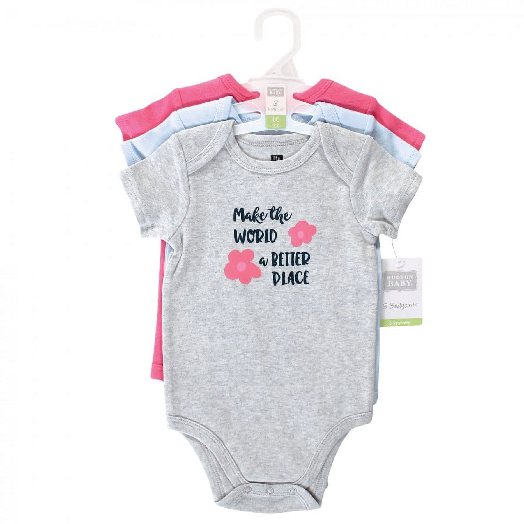 Hudson Baby Infant Girl Cotton Bodysuits, Be Kind Girl, 6-9 Months