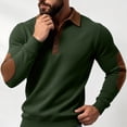 thumbnail image 5 of TOUMENY Men Sweater Button Down Long Sleeve Solid Collared Slim Tops Fall Winter Casual Vintage Fashion Pullover Army Green L, 5 of 7