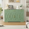 thumbnail image 2 of Homfa Buffet Cabinet with 3 Drawers and 4 Doors, 55.1" W Kitchen Sideboard Storage Cabinet with Adjustable Shelves, Farmhouse Coffee Bar for Dining Room, Green, 2 of 7
