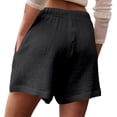 thumbnail image 6 of SGMVNU Women's Drawstring Shorts Elatic High Waist Loose Fit Casual Wide Leg Shorts Lightweight Summer Beach Linen Shorts with Pockets, Size L, Black, 6 of 6