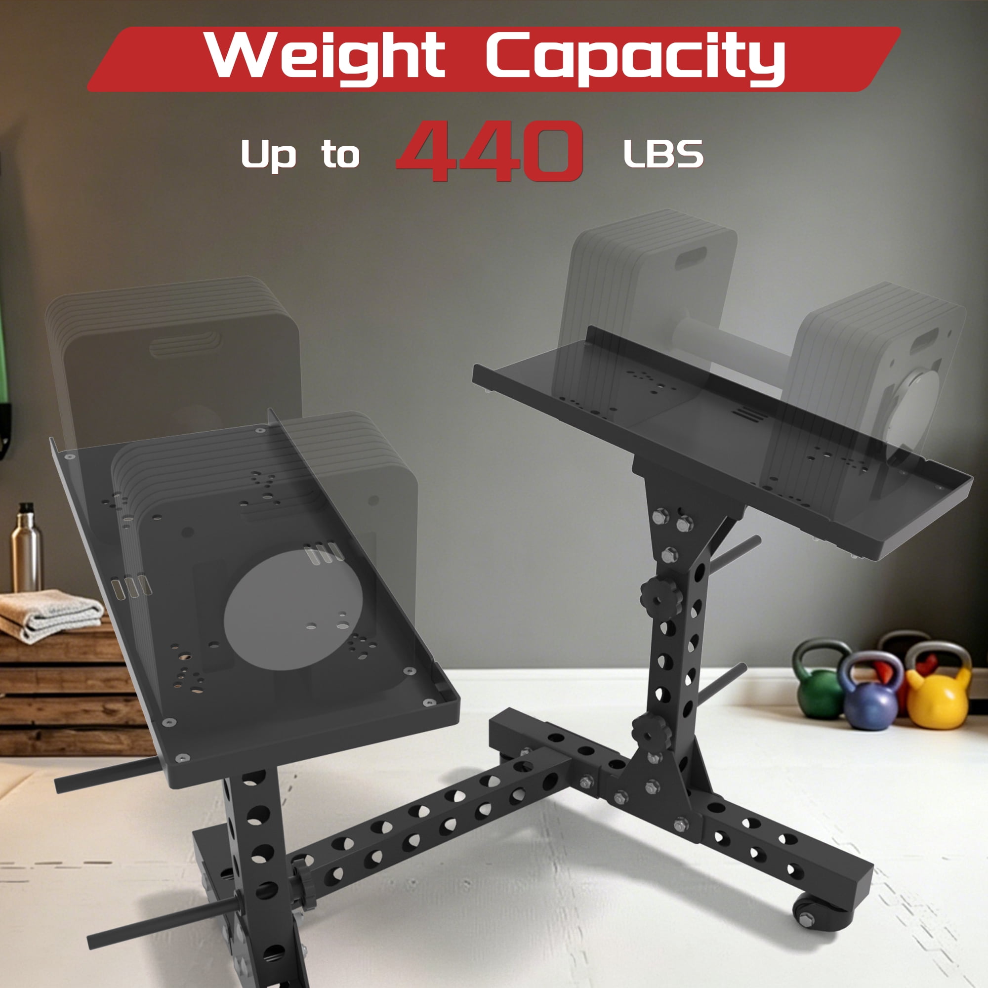 ARVIVO Adjustable Dumbbell Rack & Weight Rack up to 440 lbs Home GYM for Dumbbells with Bases Space Saving Design Small