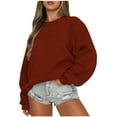 thumbnail image 1 of ameIAEA Womens Sweatshirt Solid Color Crewneck Long Sleeve Loose Pullover Tops Fall Clothes, 1 of 5