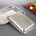 thumbnail image 4 of Inteprter Colador Rectangular Platos de almacenamiento de verduras Utensilios para hornear de acero inoxidable Rejilla de enfriamiento de alambre Cocina y Comedor 36×27×4.8 cm Inteprter HA067652-02, 4 of 6