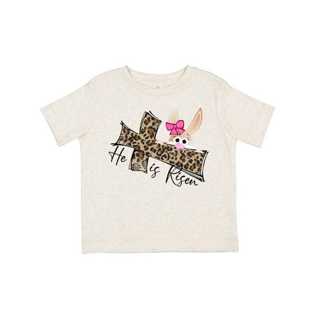 

Inktastic He is Risen Bunny and Leopard Print Cross Gift Toddler Boy or Toddler Girl T-Shirt