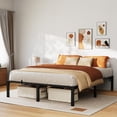 thumbnail image 1 of King size heavy-duty metal marco de cama - 14-pulgada negra platform con iron slat support, 800lbs capacity, 1 of 5