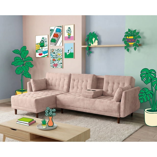 Sala Modular sofá Cama Reversible Makora de Velvet Palo de Rosa Modelo Annara
