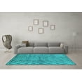 thumbnail image 3 of Ahgly Company Machine Washable Indoor Square Solid Turquoise Blue Modern Area Rugs, 5' Square, 3 of 4