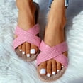 thumbnail image 1 of Sandalias planas recortadas de lino tejidas trenzadas informales de verano a la moda para mujer Wmkox8yii  hj789, 1 of 6