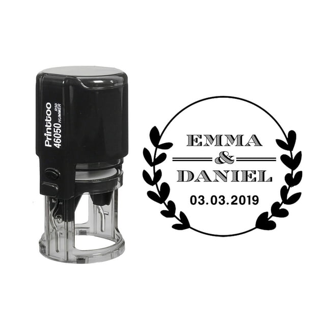 Printtoo Black Save The Date Wedding Favor Personalized Self Inking Wedding Favor Rubber Heavy Duty Stamp Save The Date Round Custom Stamper-50 mm Diameter