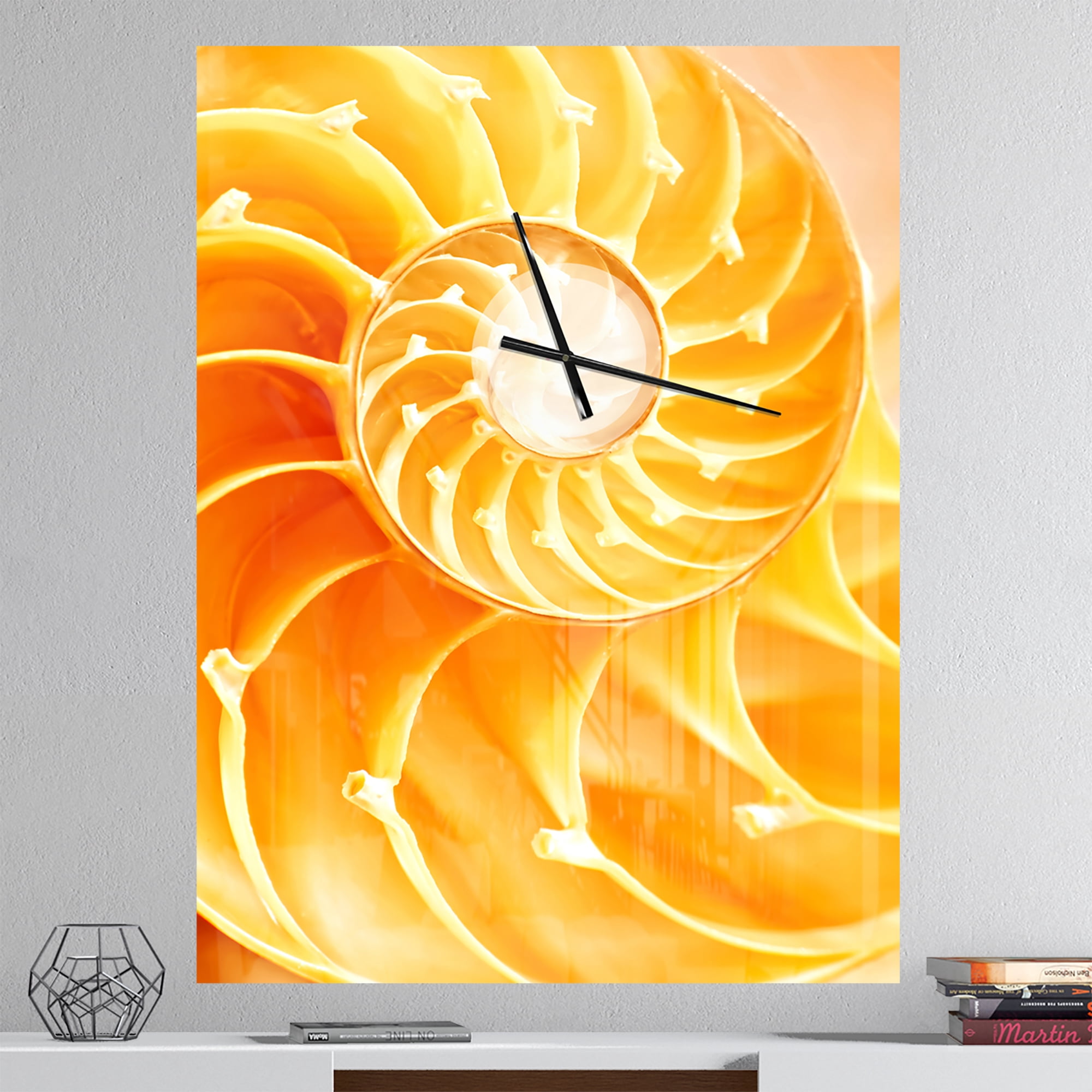 Designart 'Yellow Nautilus Shell' Modern Wall Clock