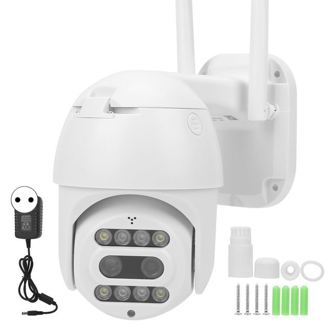Cámara WiFi 1080P 8 luces Lente dual Detección de movimiento Visión nocturna a todo color IP66 CCTV impermeable 100-240V (Enchufe de la UE)