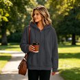thumbnail image 4 of Lumtrix Hoodies For Women Zip Up Oversized Sweatshirt Fall Winter Casual Zipper Lightweight Cute Track Jackets With Pockets Dark Gray S, 4 of 5
