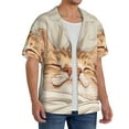 thumbnail image 2 of Susaid Sleeping Cat In Blanket Print Men's Polo Shirts Button Down Short Sleeve Casual Summer Beach Vintage Shirts for Men-Medium, 2 of 5