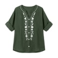 thumbnail image 3 of Gytharion Women's Spring and Summer Half Sleeves Cardigans V Neck Casual Solid Color Cardigan Cotton and Linen Button Front Tops, 3 of 4