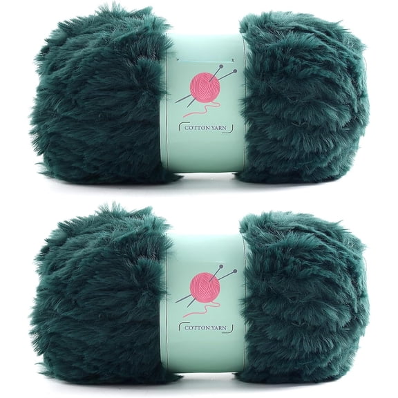 2 Skeins Faux Fur Yarn Soft Fluffy for Crocheting - Chunky Fuzzy Yarn for Crochet Amigurumi, Hat, Shawls, Total Length (35x2) Yards*2, 50g*2